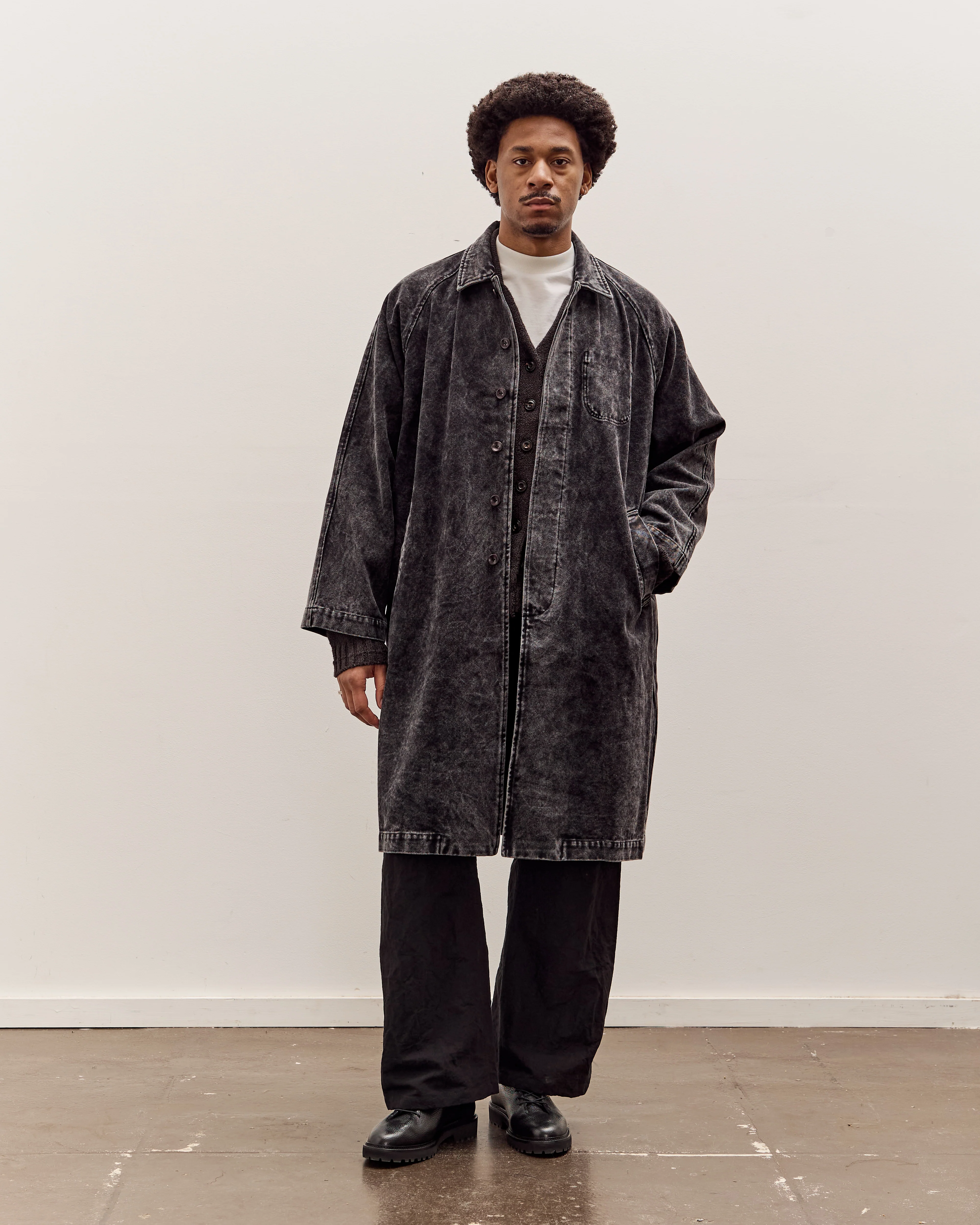 7115 by Szeki Fall Duster Unisex, Spotted Washed Black - Image 3