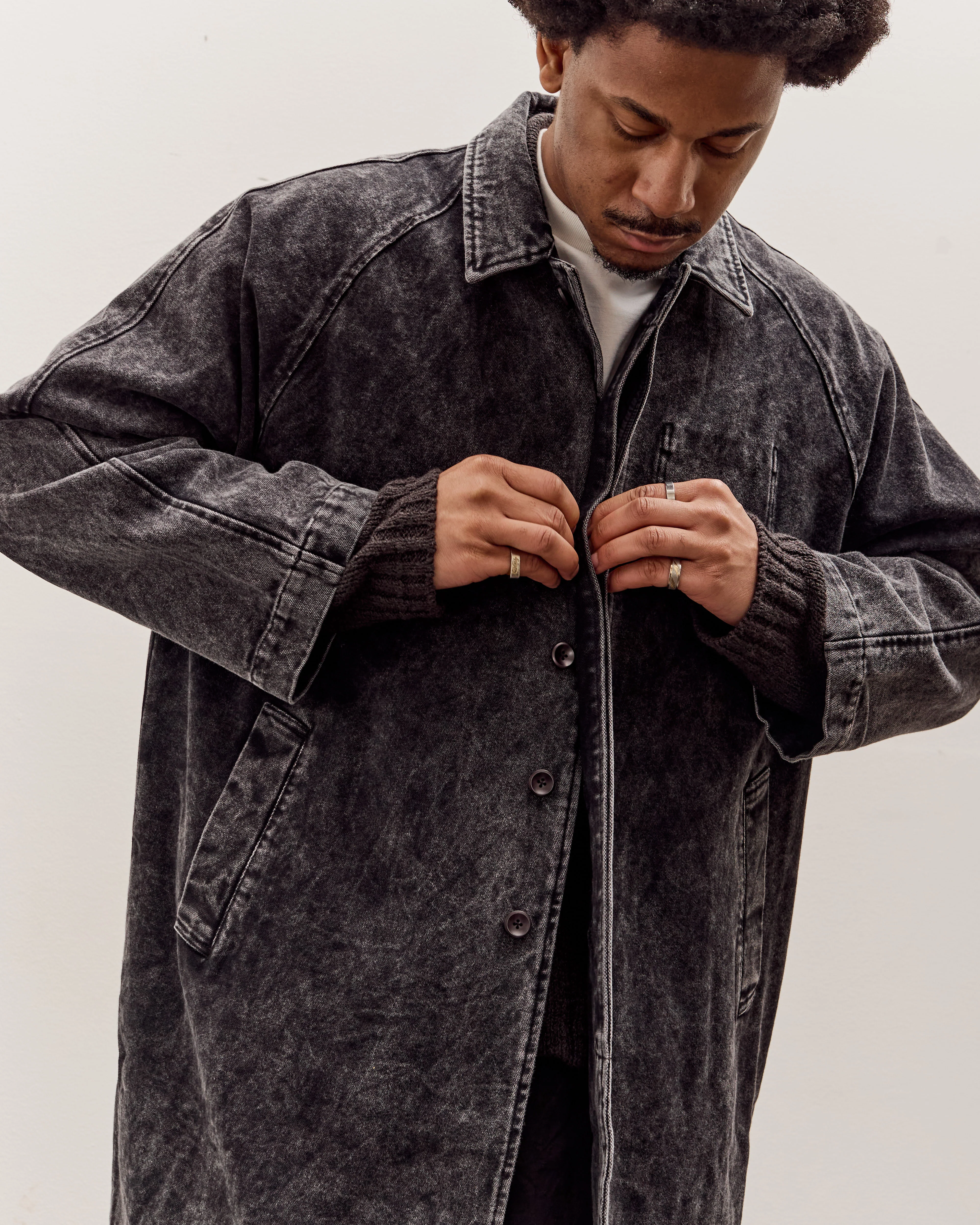 7115 by Szeki Fall Duster Unisex, Spotted Washed Black - Image 7