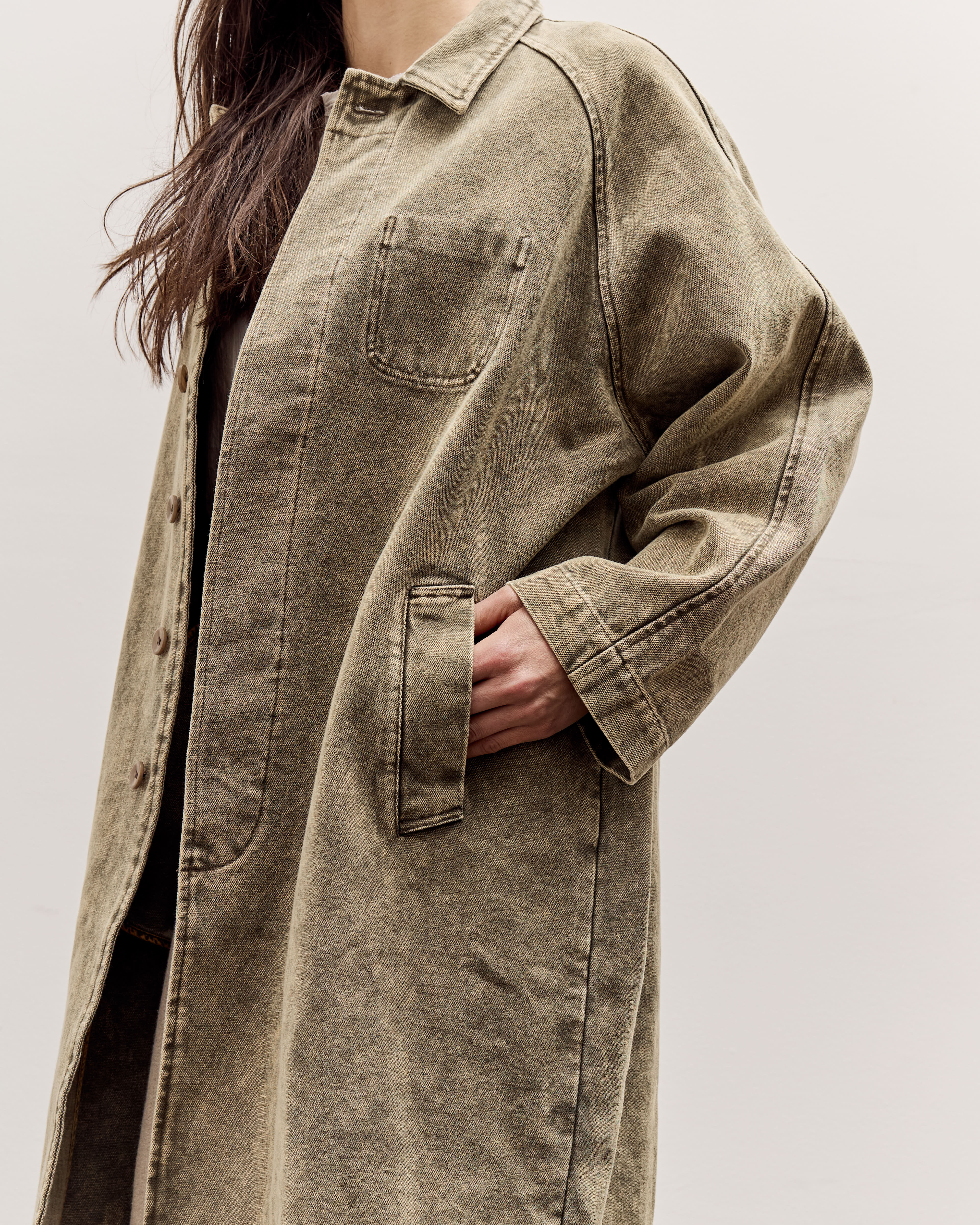 7115 by Szeki Fall Duster, Spotted Washed Olive - Image 6