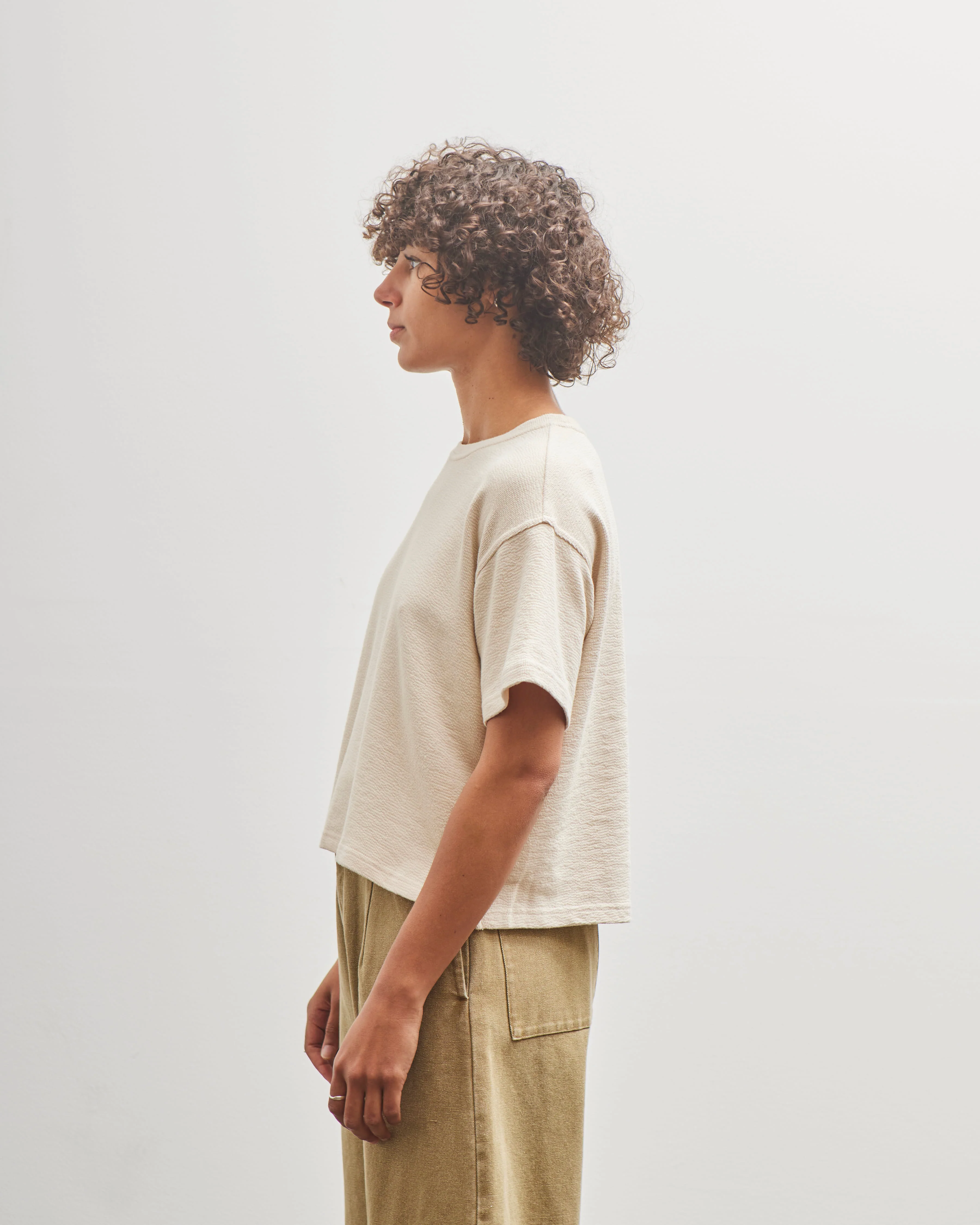7115 by Szeki Signature Cropped Tee, Oatmeal - Image 5