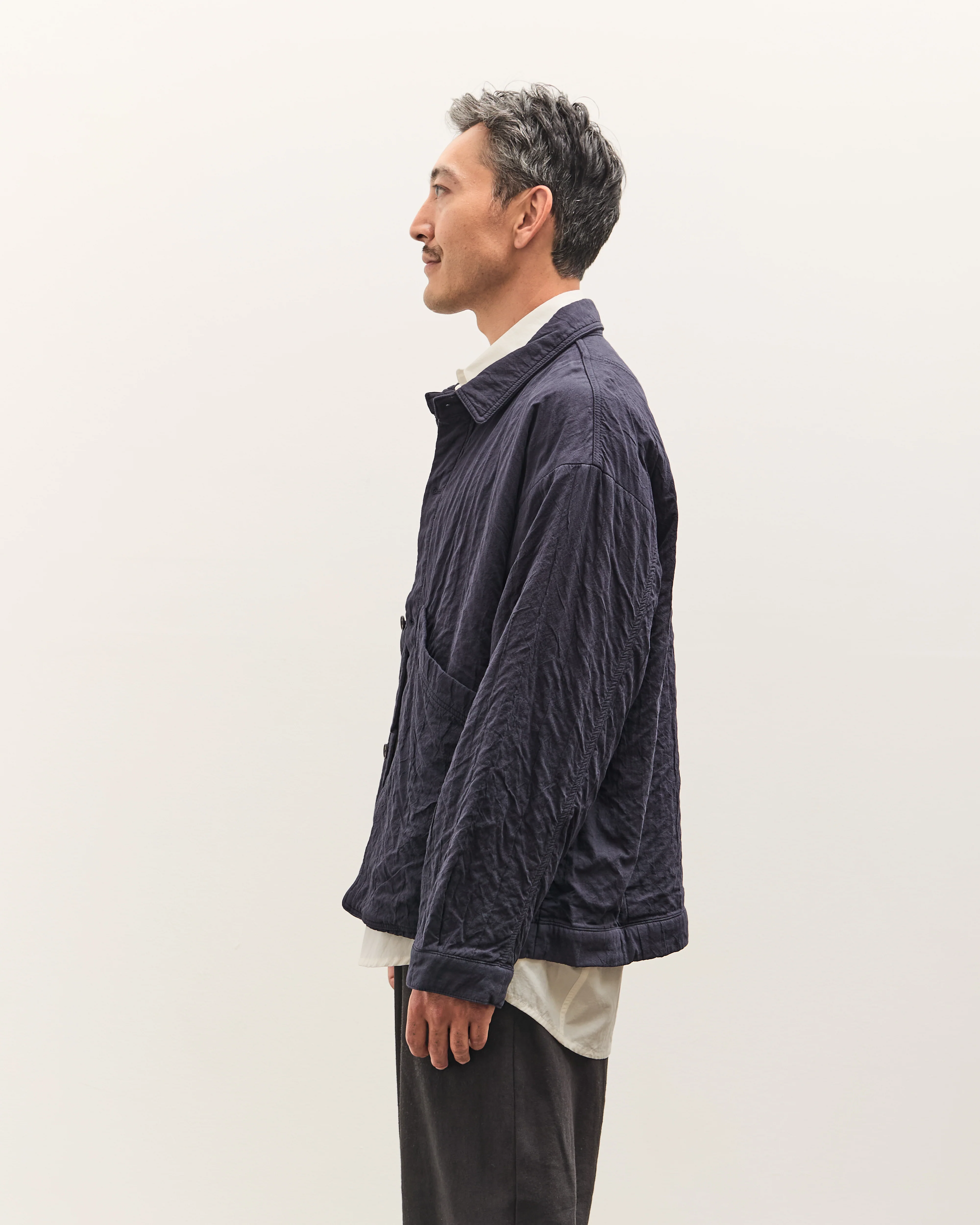 7115 by Szeki Signature Panel Pockets Shirt Jacket Unisex, Navy - Image 5