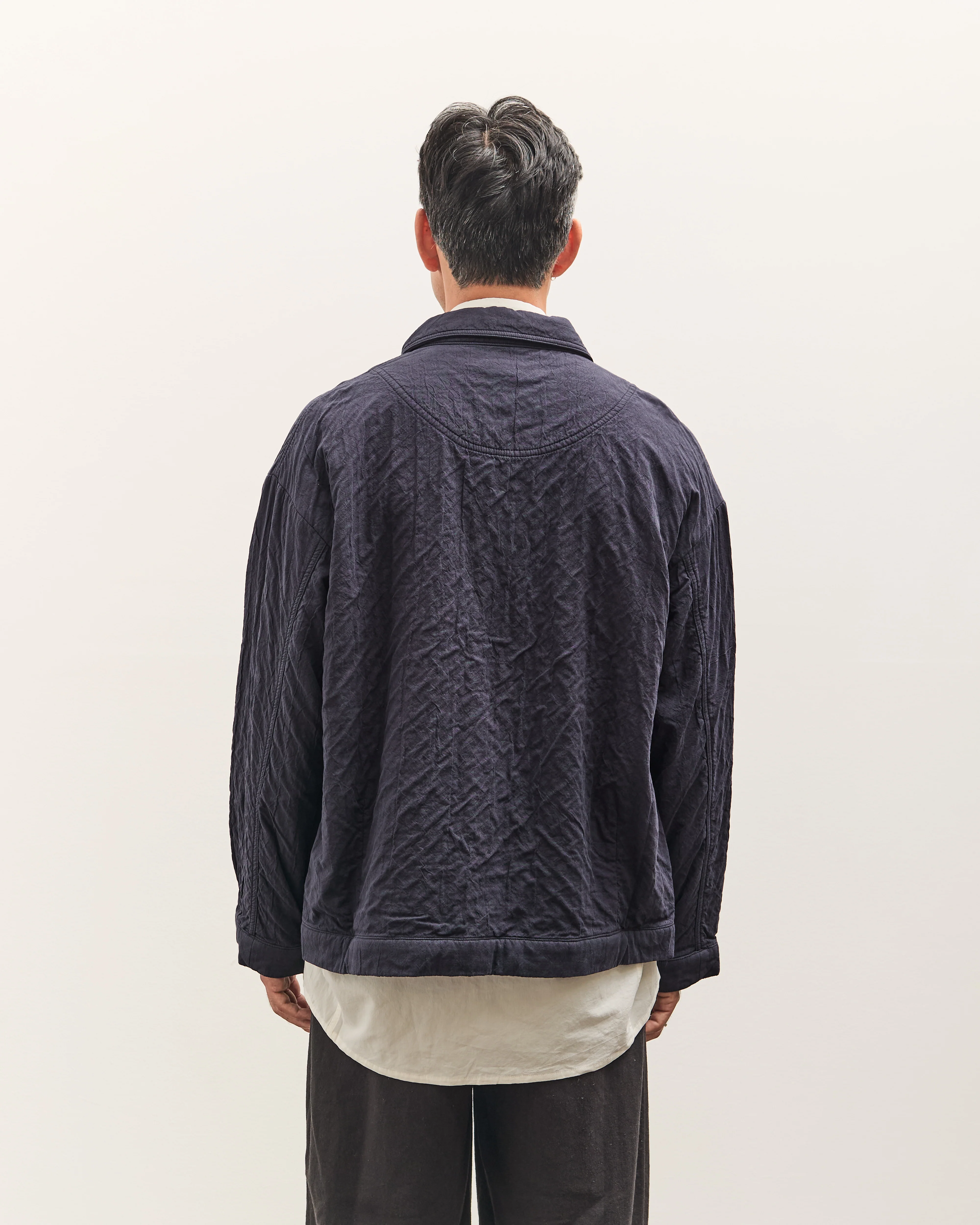 7115 by Szeki Signature Panel Pockets Shirt Jacket Unisex, Navy - Image 6