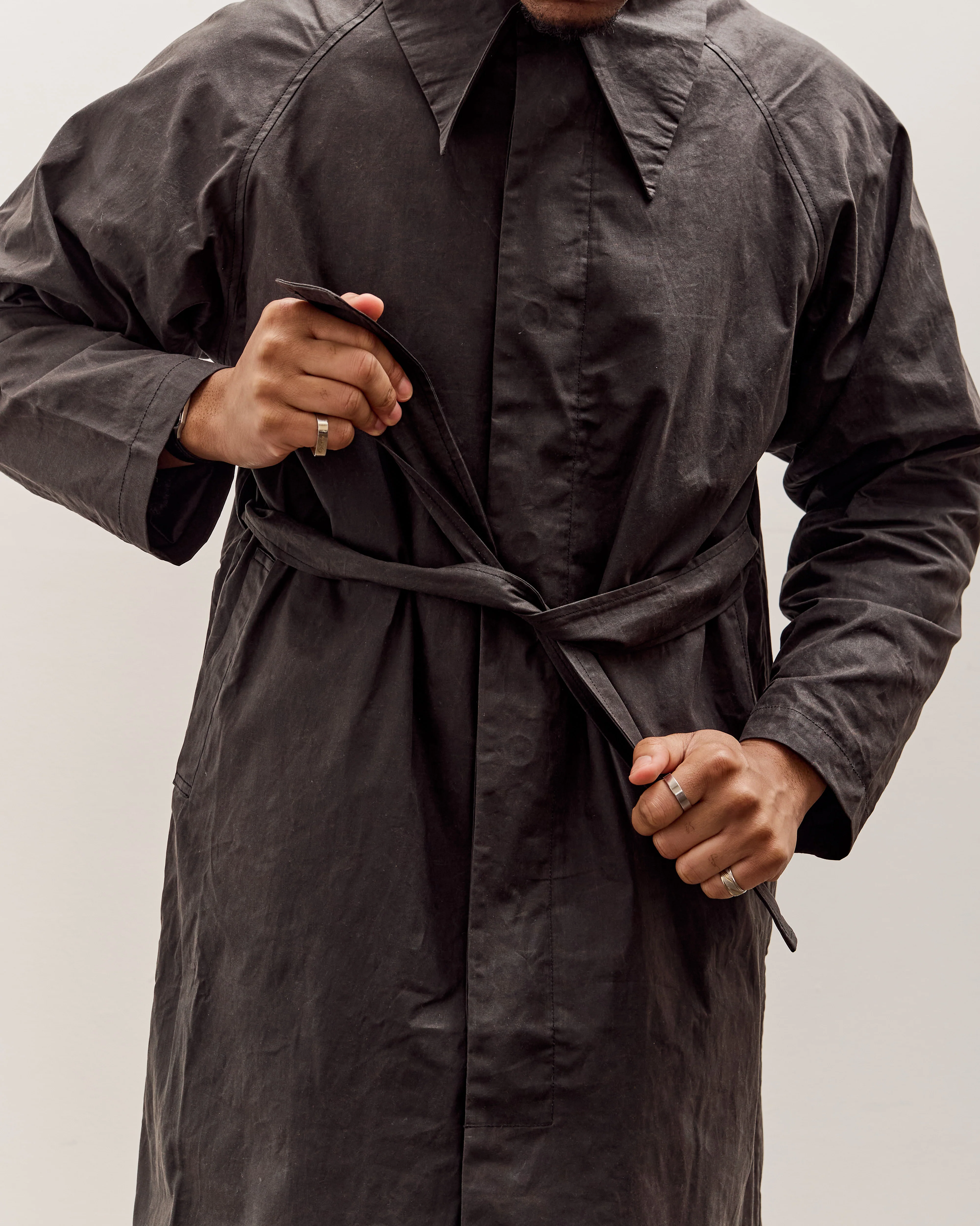 7115 by Szeki Spring Trench Overcoat - Waxed Edition Unisex, Charcoal - Image 9