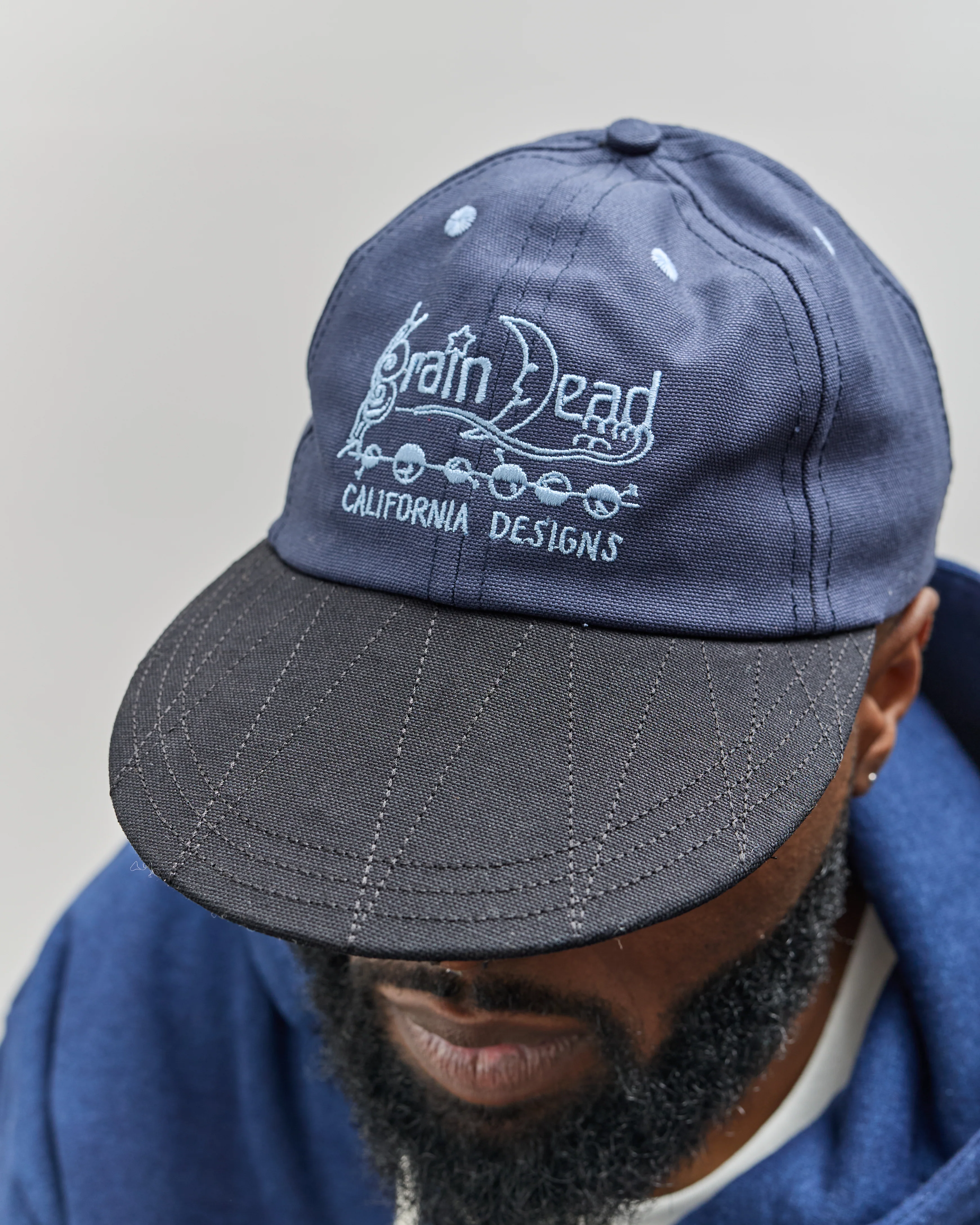 Brain Dead California Design Long Brim Hat, Navy - Image 6