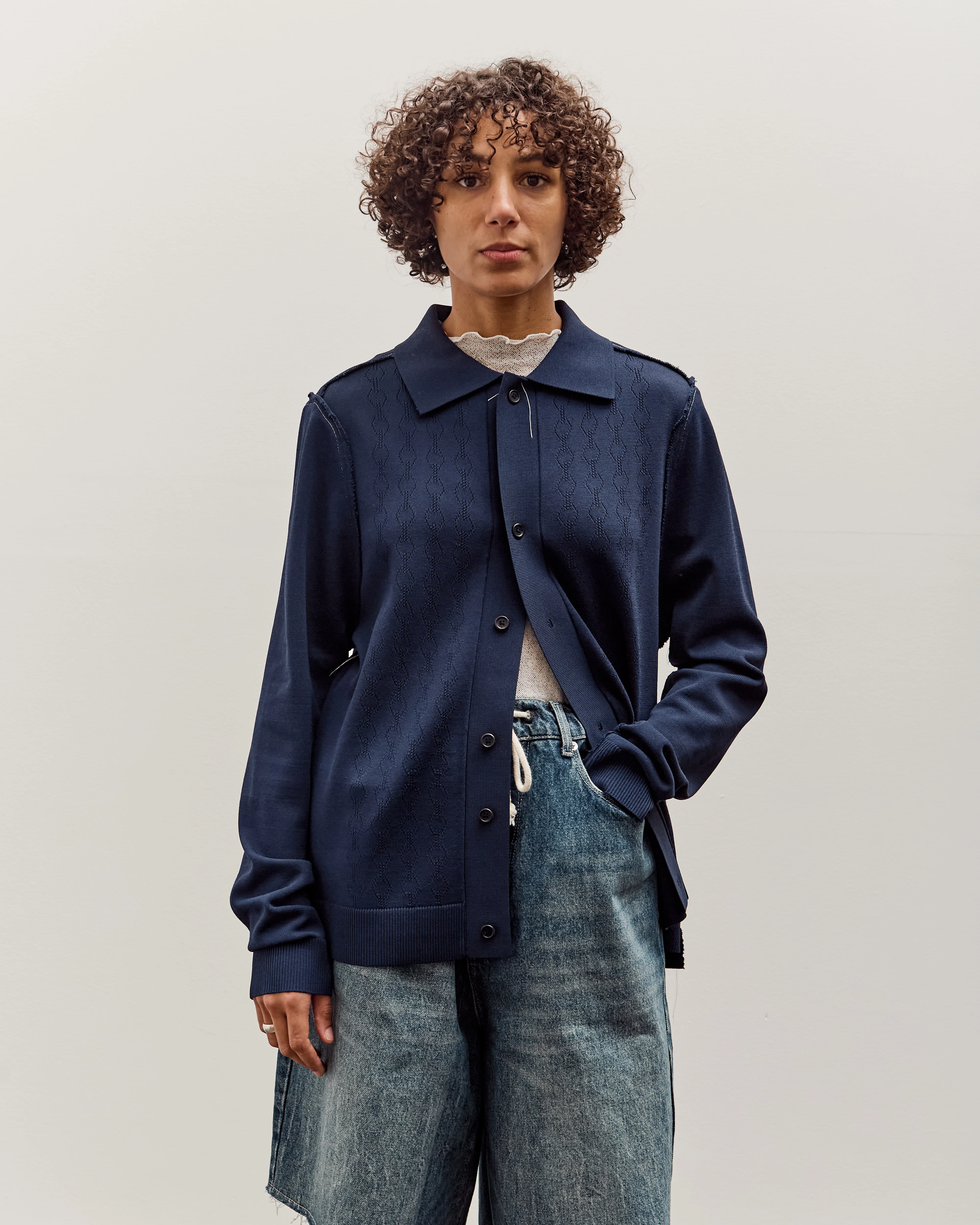 Camiel Fortgens Ajur Cardigan, Petrol - Image 7