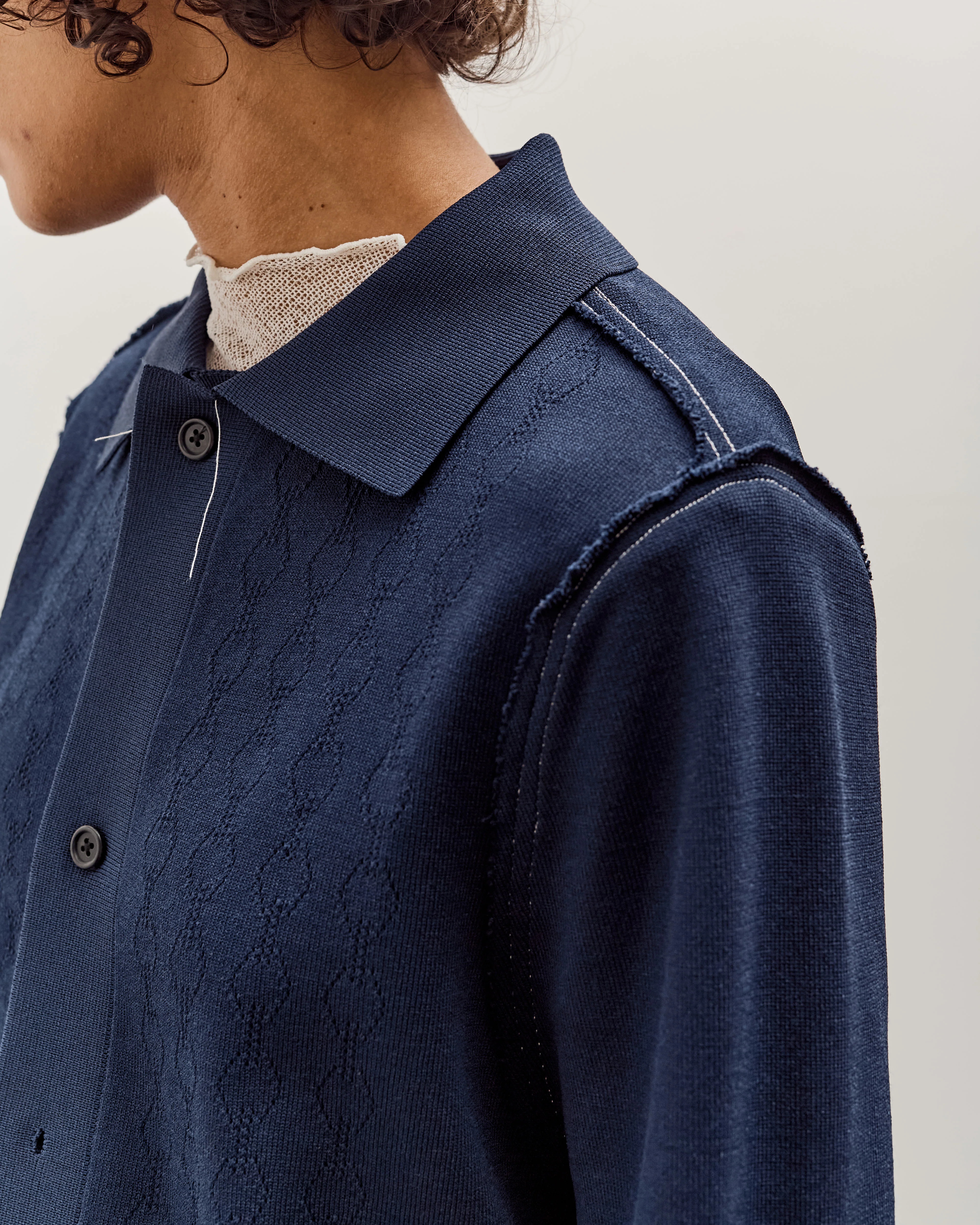 Camiel Fortgens Ajur Cardigan, Petrol - Image 8