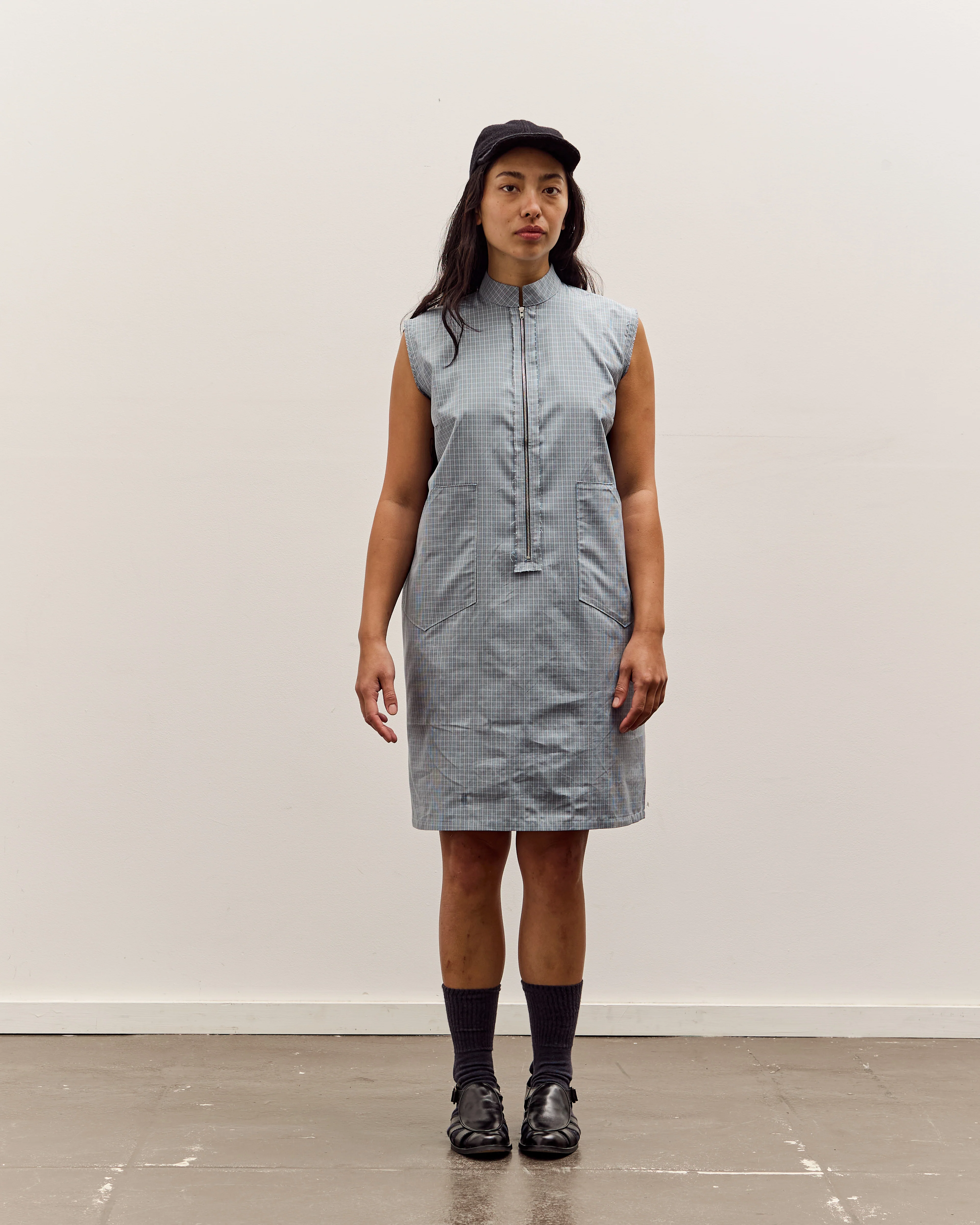 Camiel Fortgens Zip Dress, Blue/Grey/White Check - Image 3