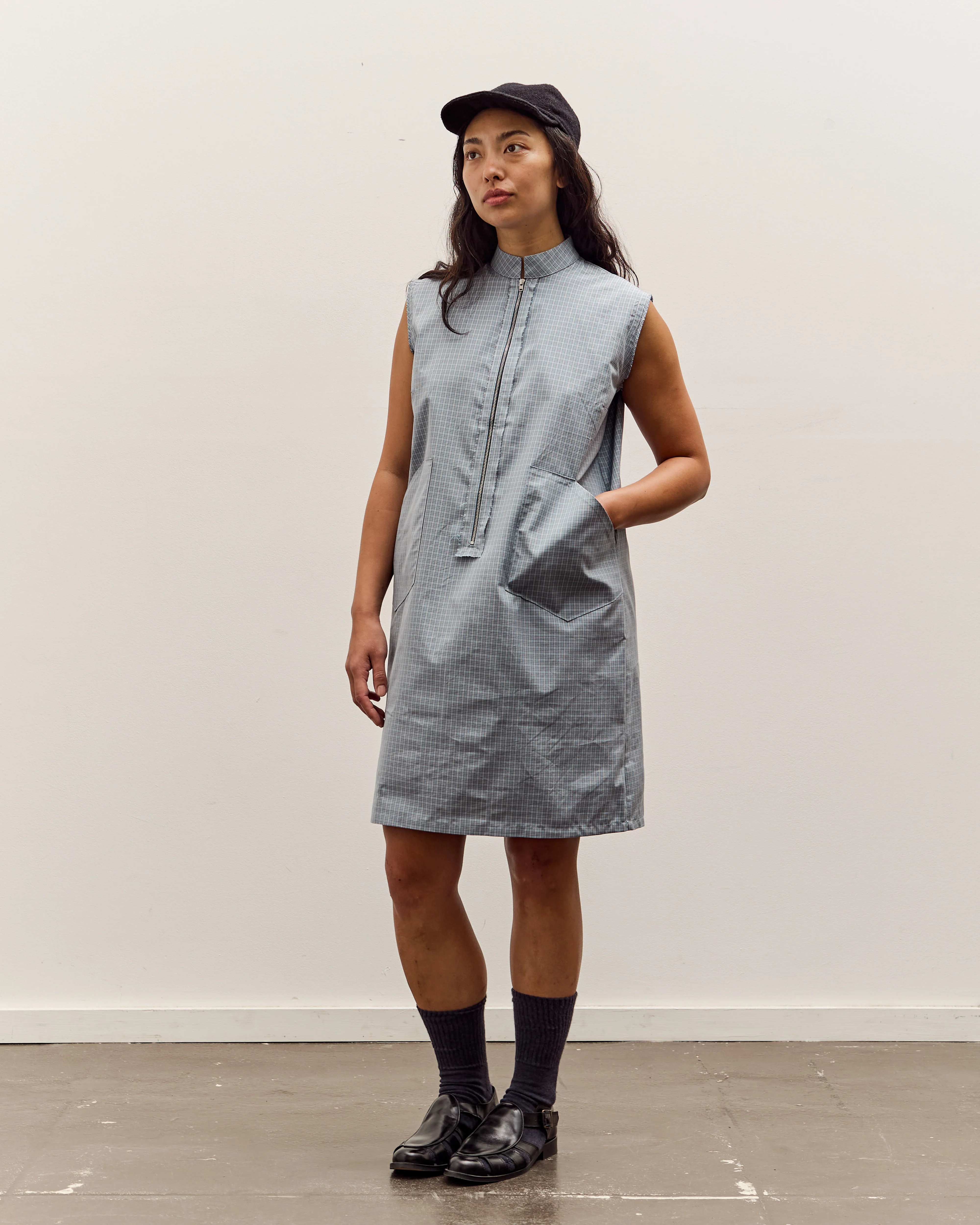Camiel Fortgens Zip Dress, Blue/Grey/White Check - Image 4