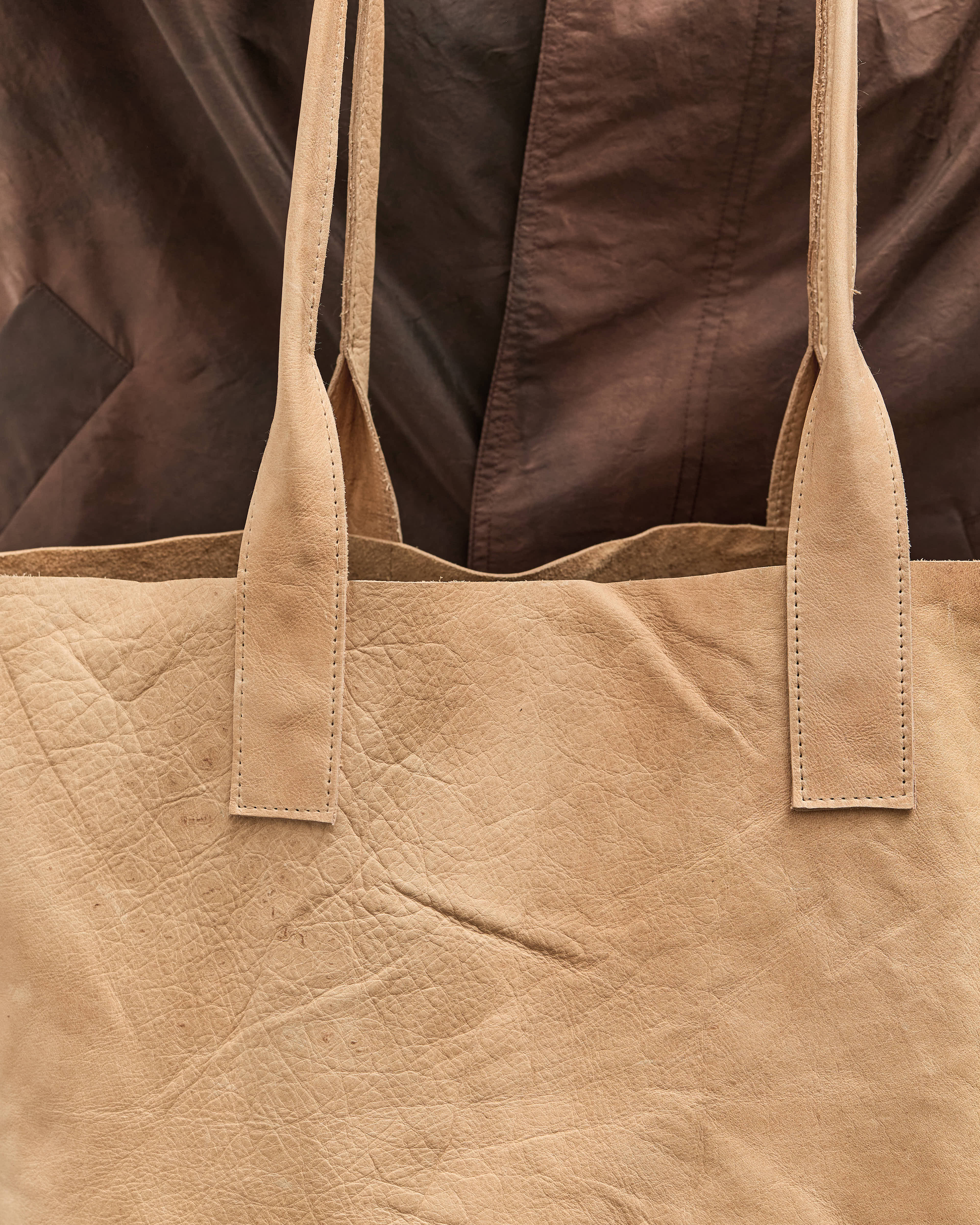 Colbo Leather Tote, Distressed Beige - Image 5