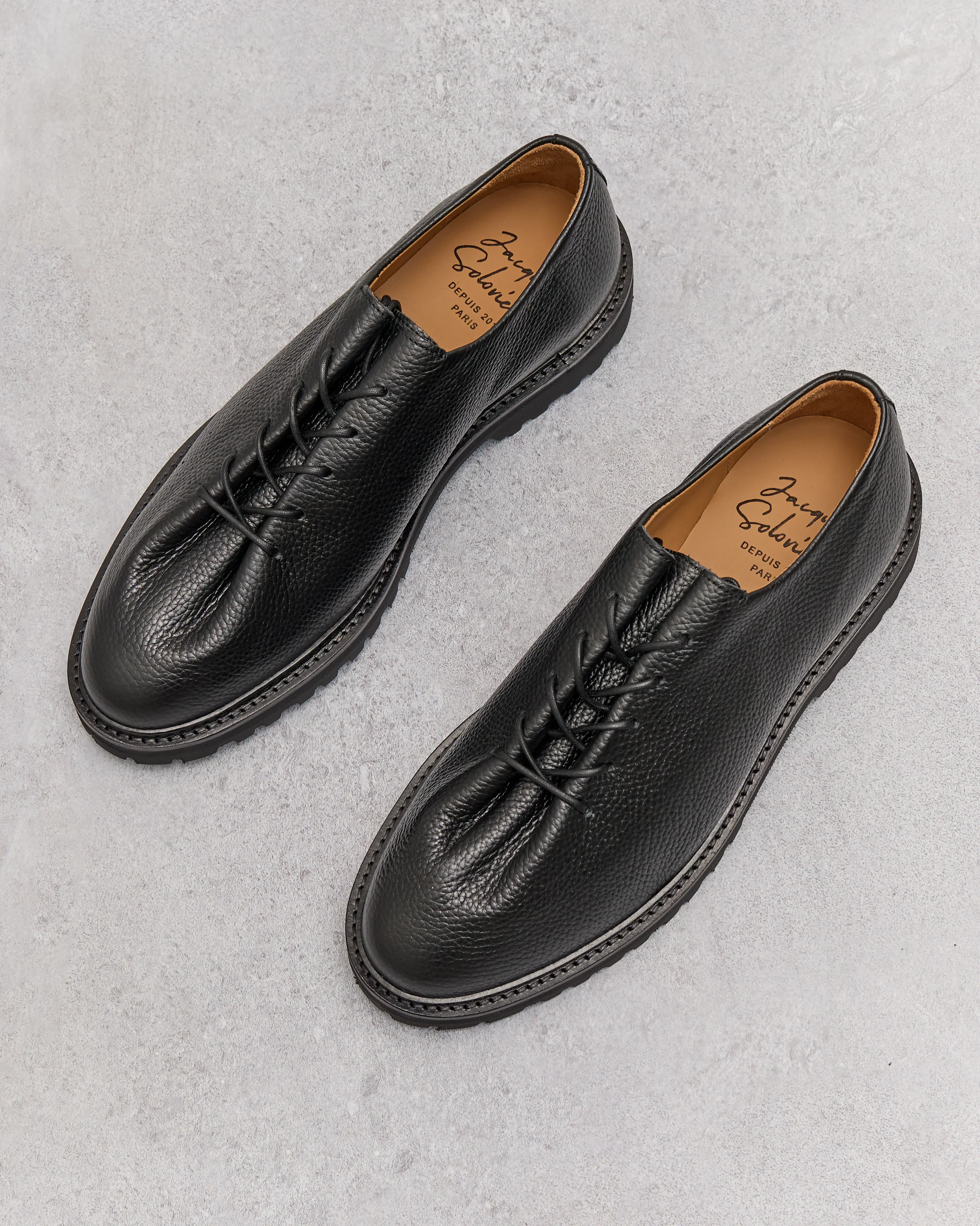 Jacques Soloviere Edouard Lug Shoes, Grained Black - Image 3