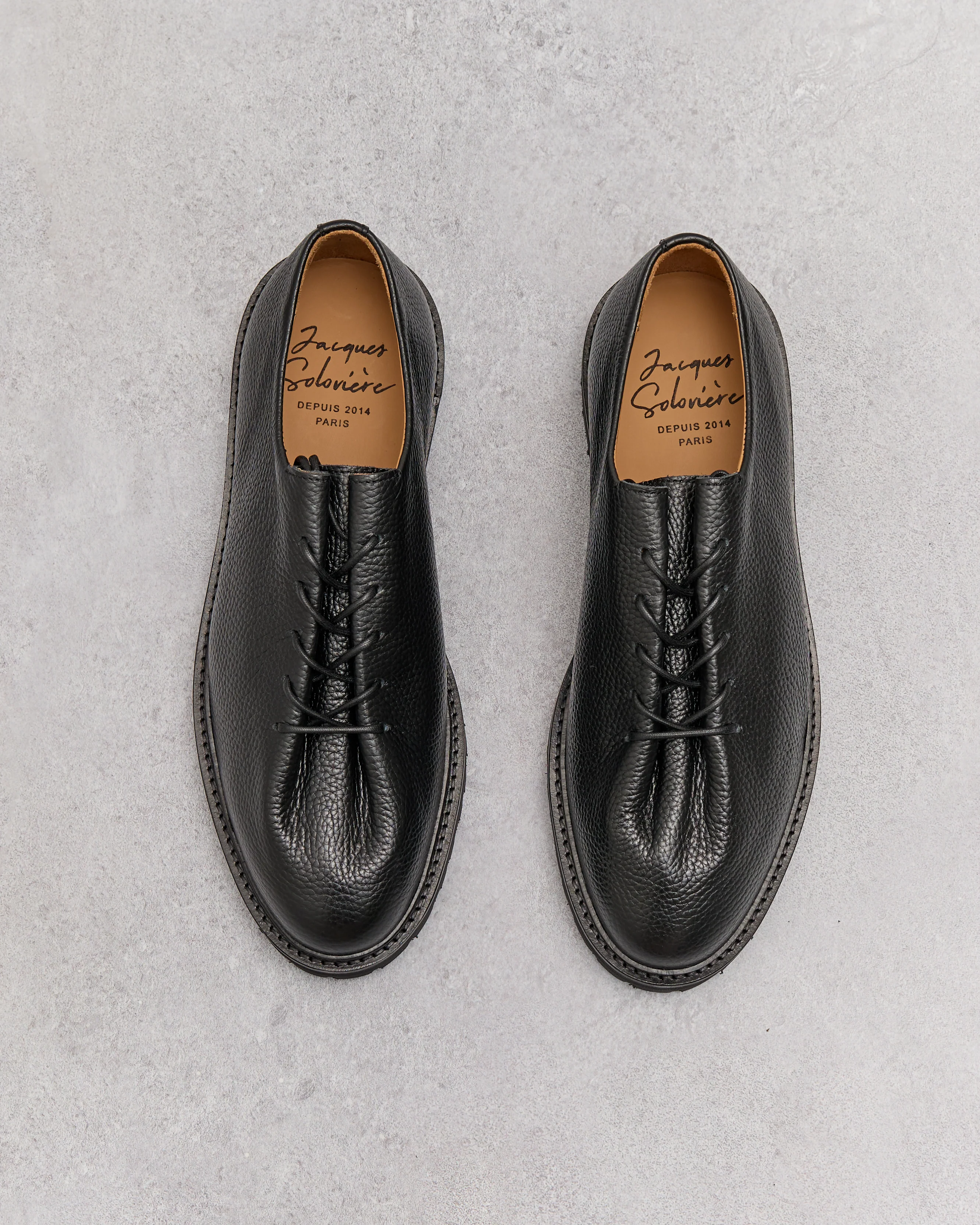 Jacques Soloviere Edouard Lug Shoes, Grained Black - Image 6