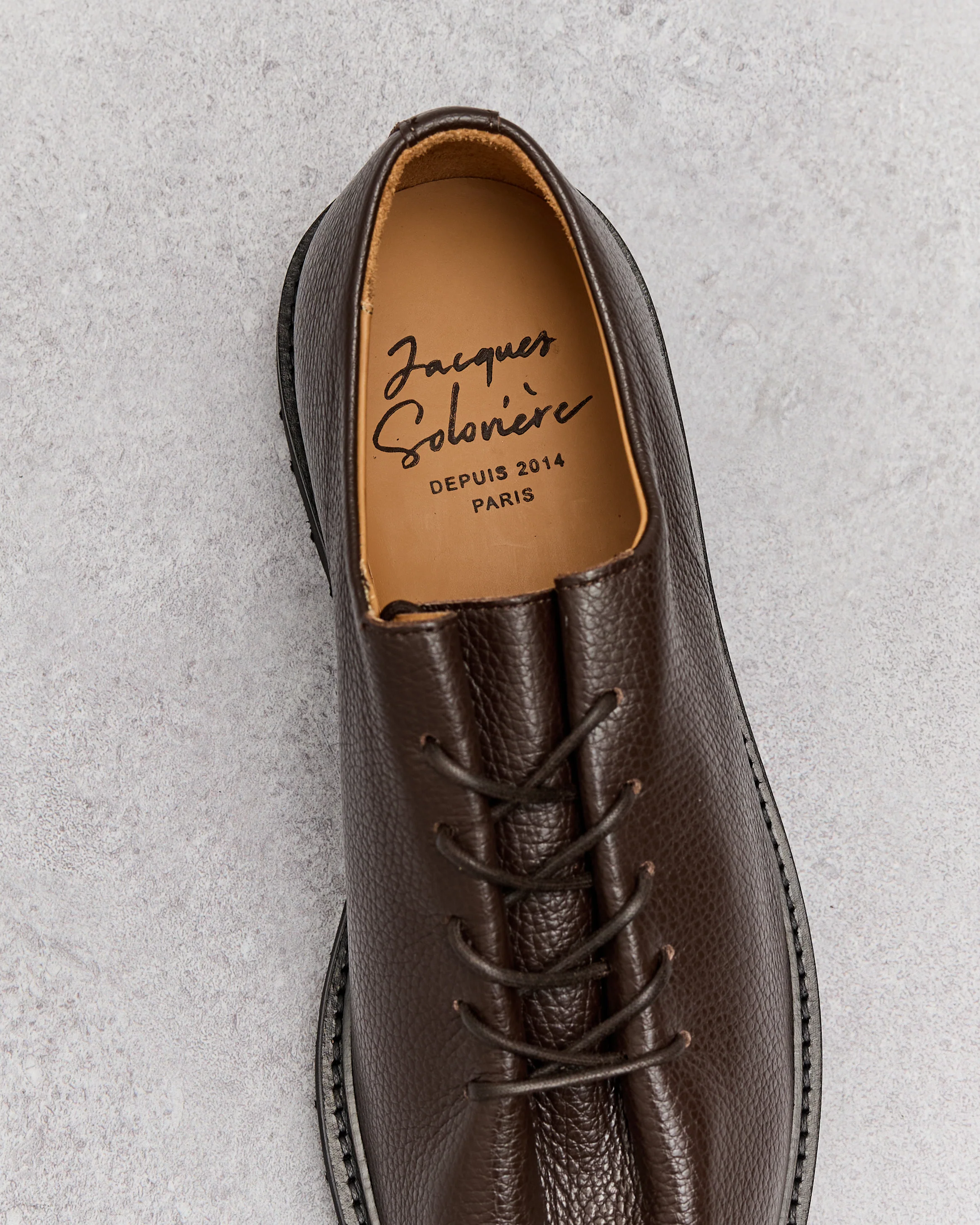 Jacques Soloviere Edouard Lug Shoes, Grained Ebano - Image 3