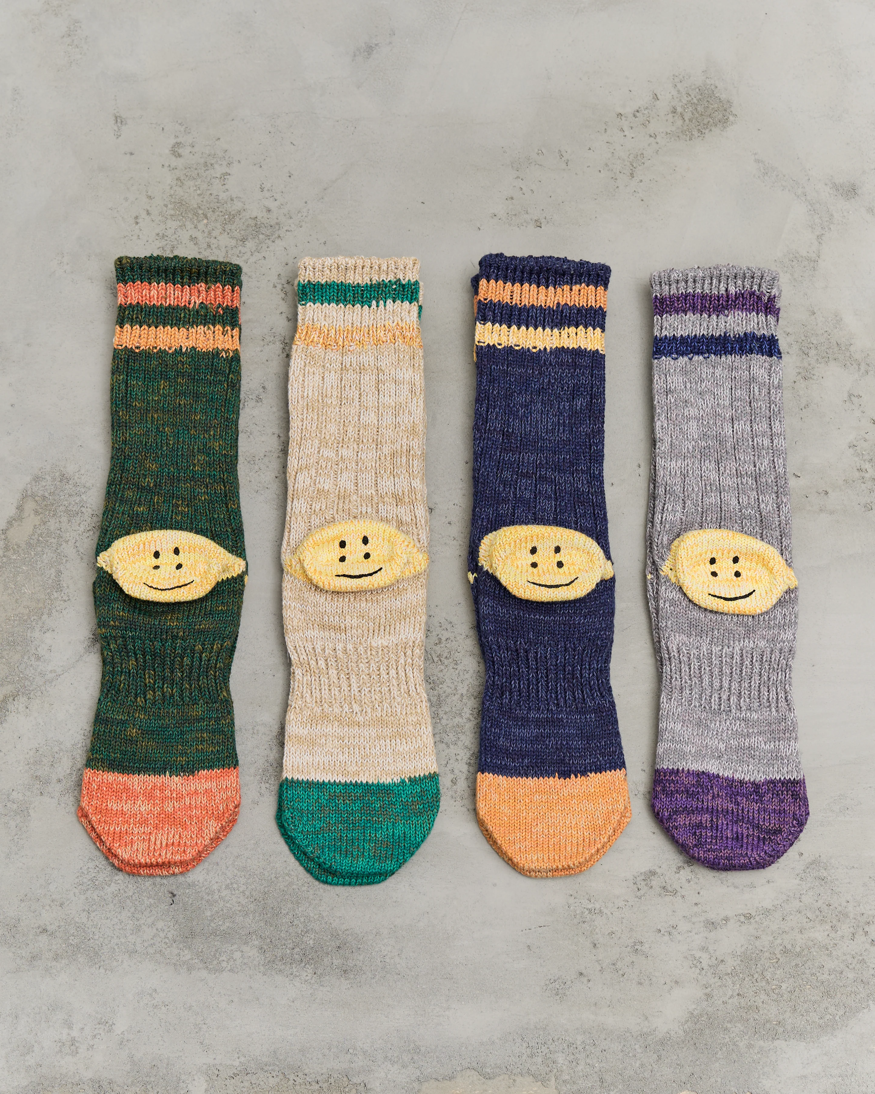 Kapital 60 Yarns Grandrelle Ivy Smiley Socks, Grey - Image 3