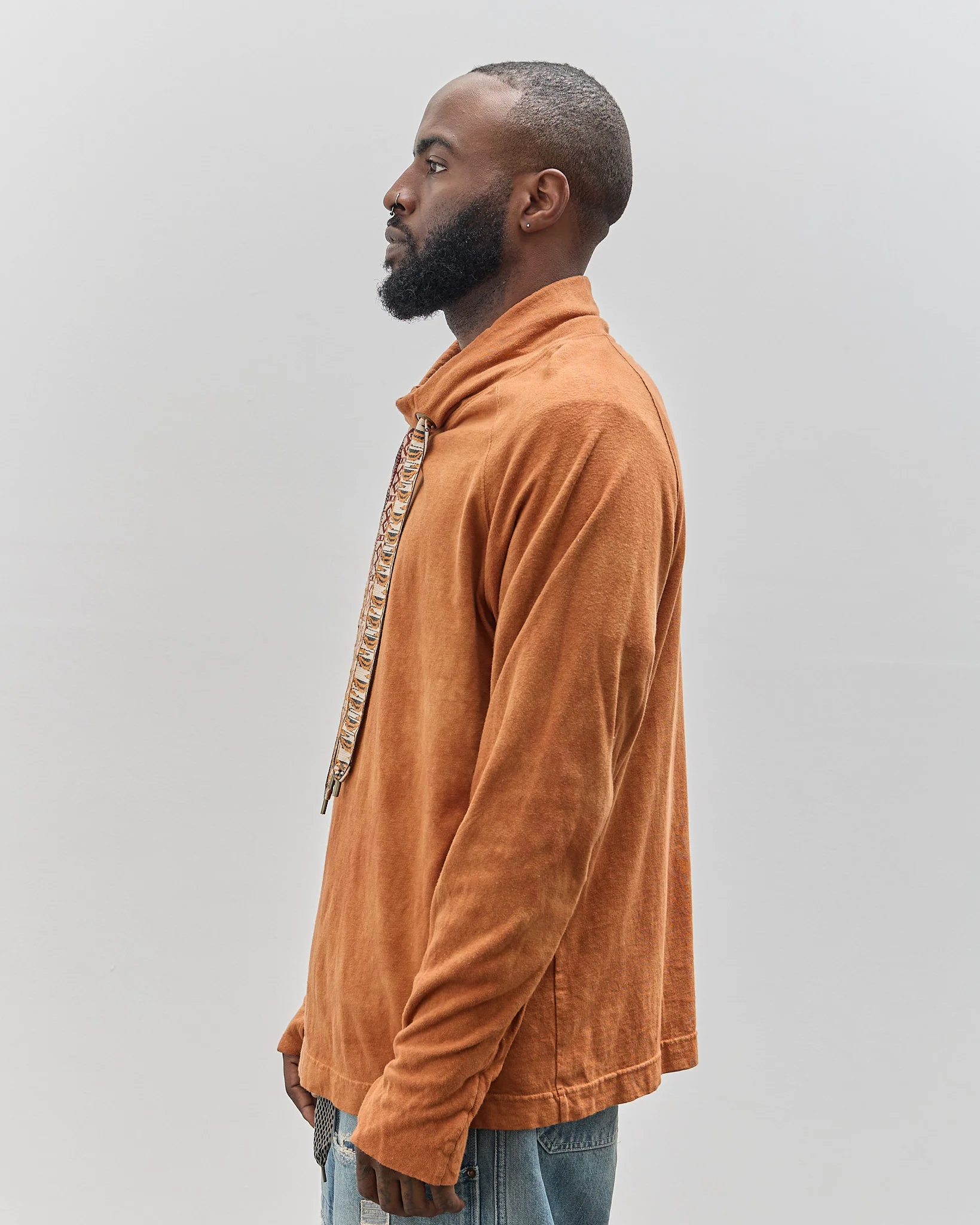 Kapital Cowl Neck Long Sleeve Tee, Brown - Image 5