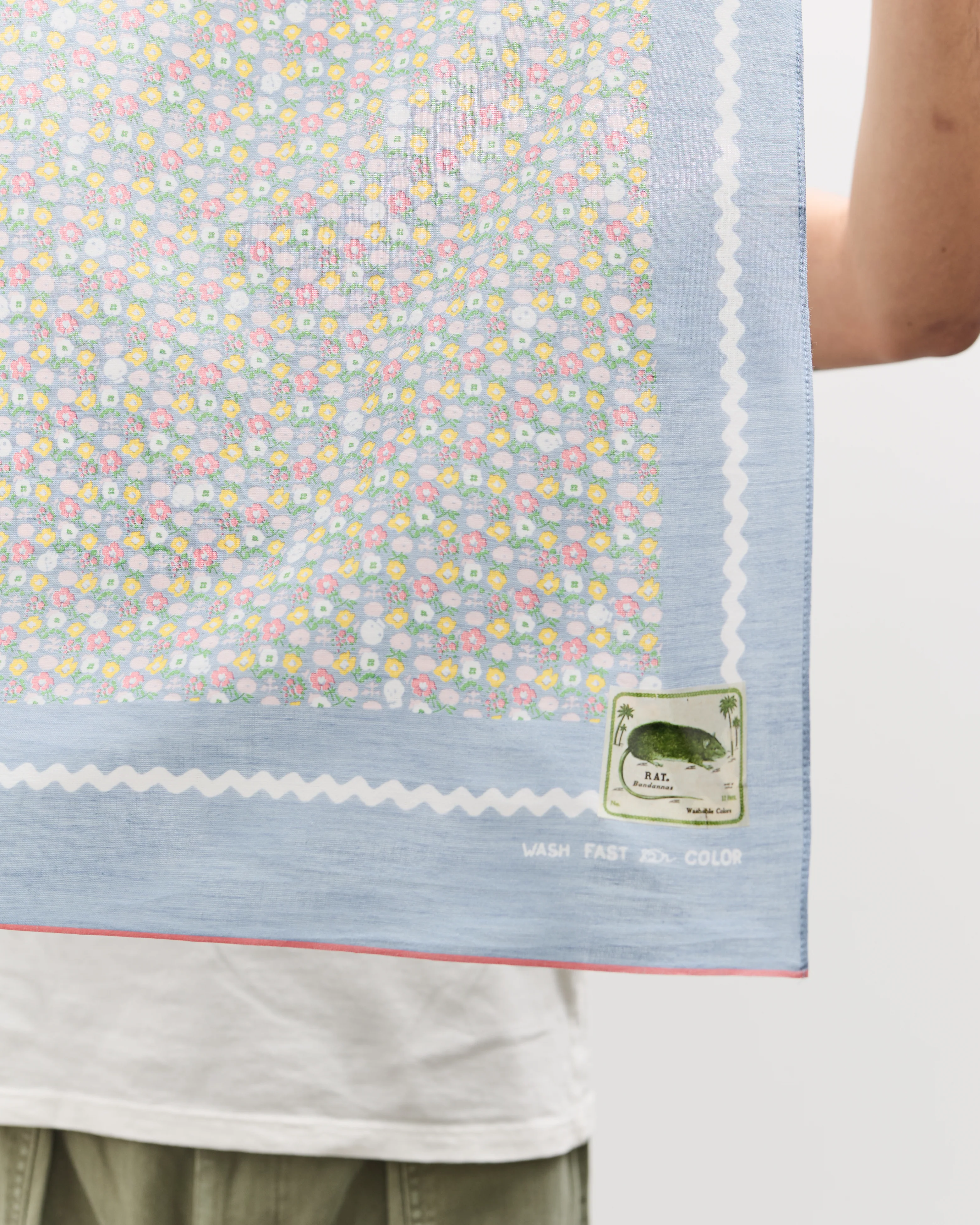 Kapital Fastcolor Skull & Flower Bandana, Sax - Image 3