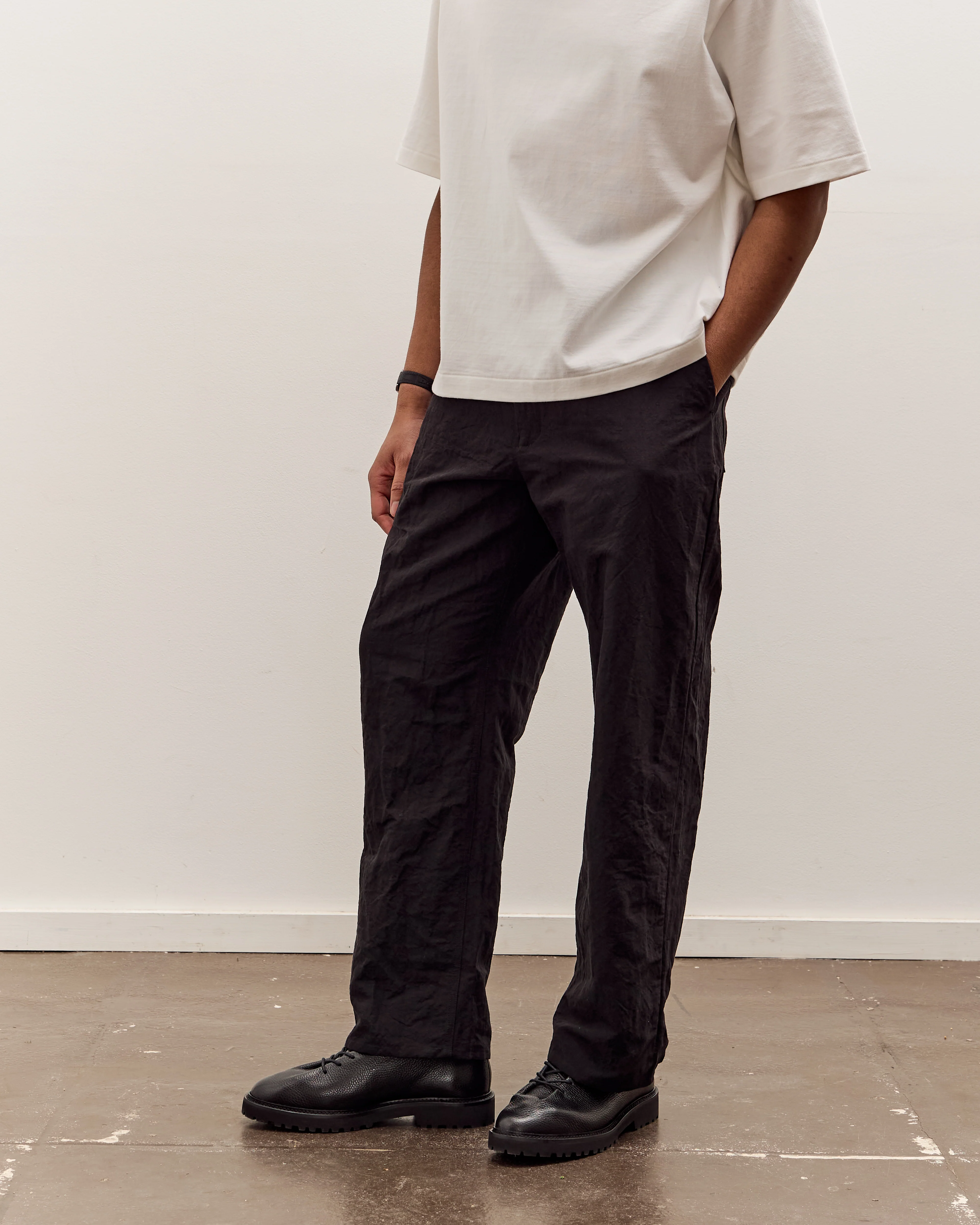 MAN-TLE R20P4 Wide Pants, Black Linen - Image 4