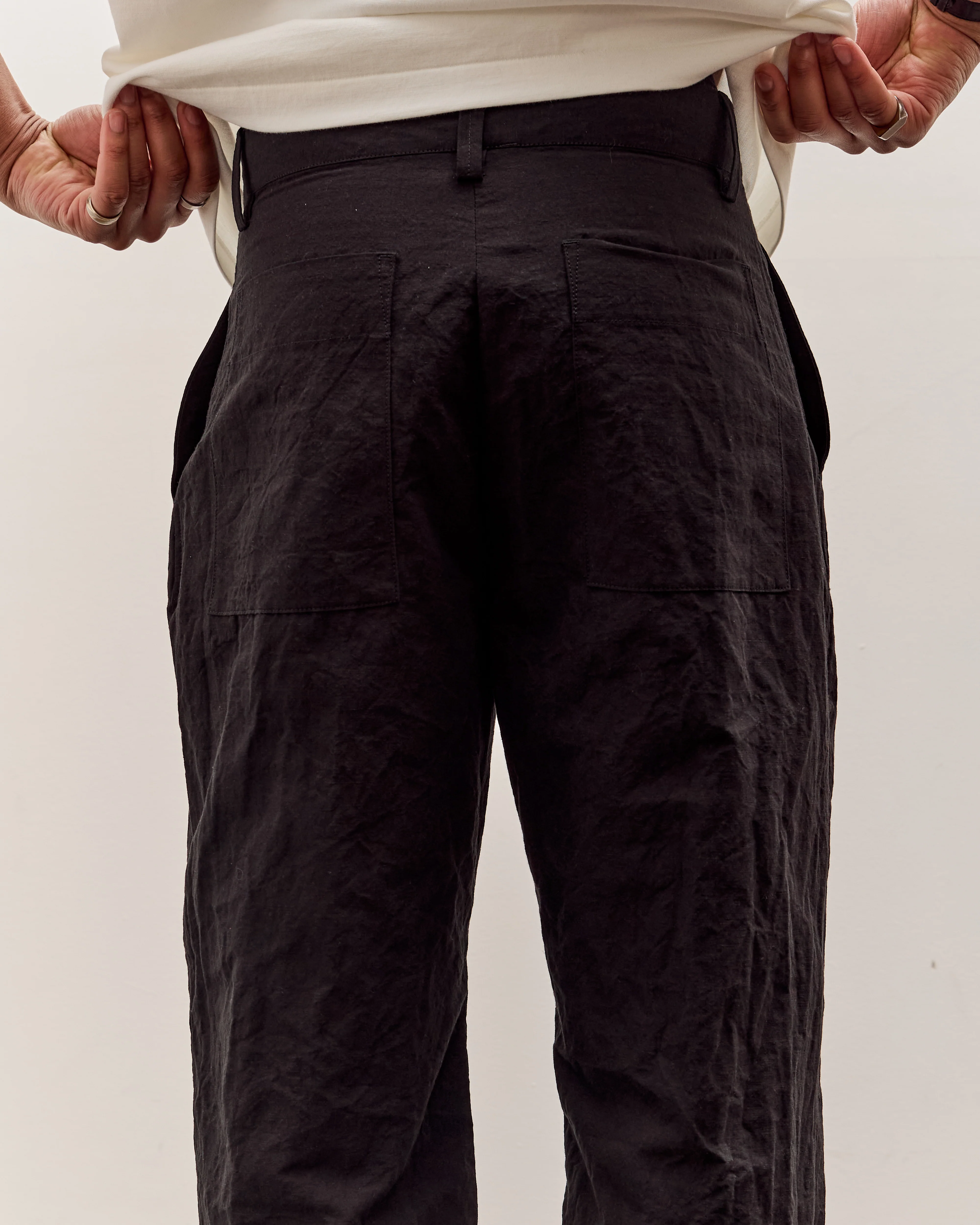 MAN-TLE R20P4 Wide Pants, Black Linen - Image 7