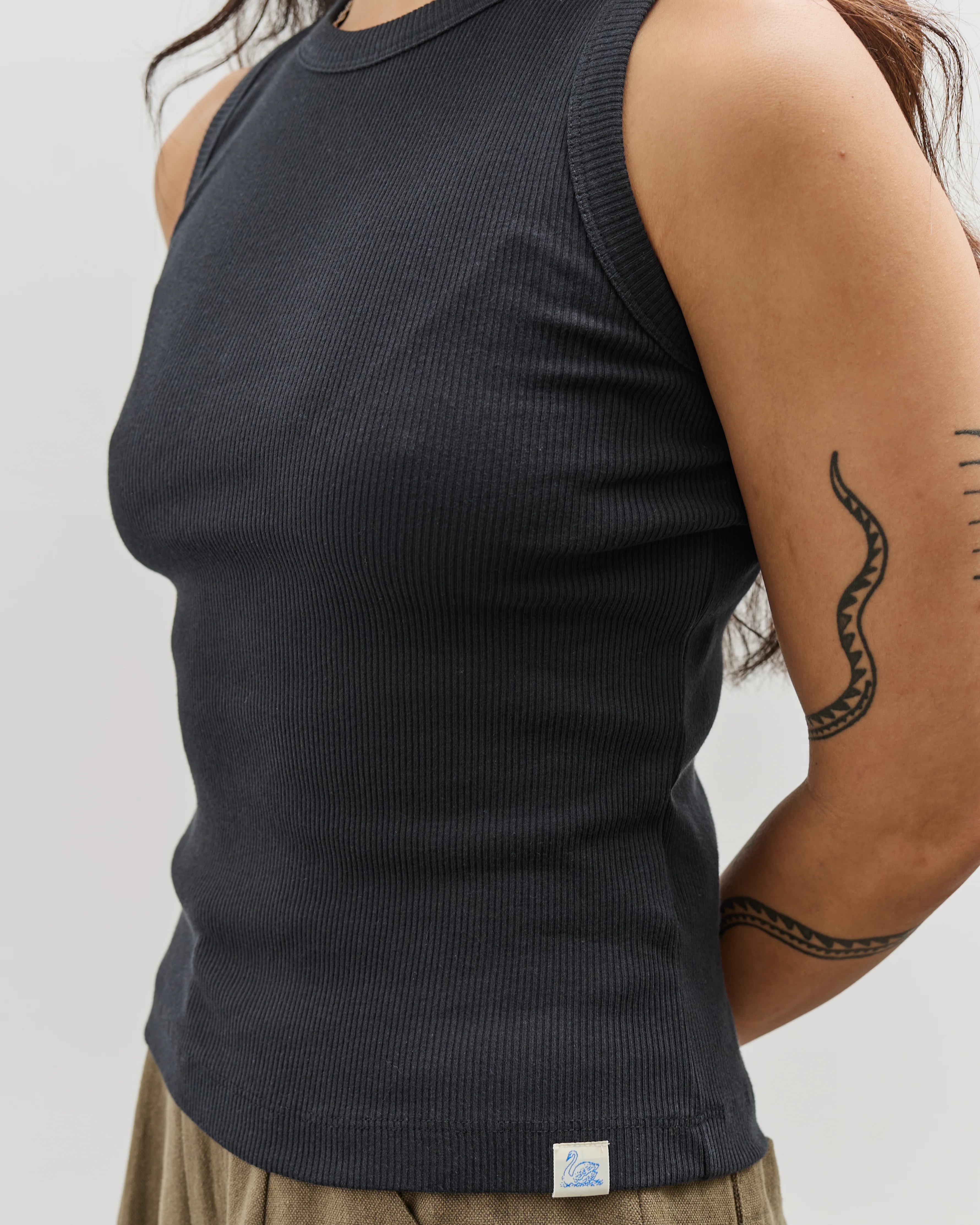 Merz b. Schwanen Ribbed Tanktop, Charcoal - Image 3