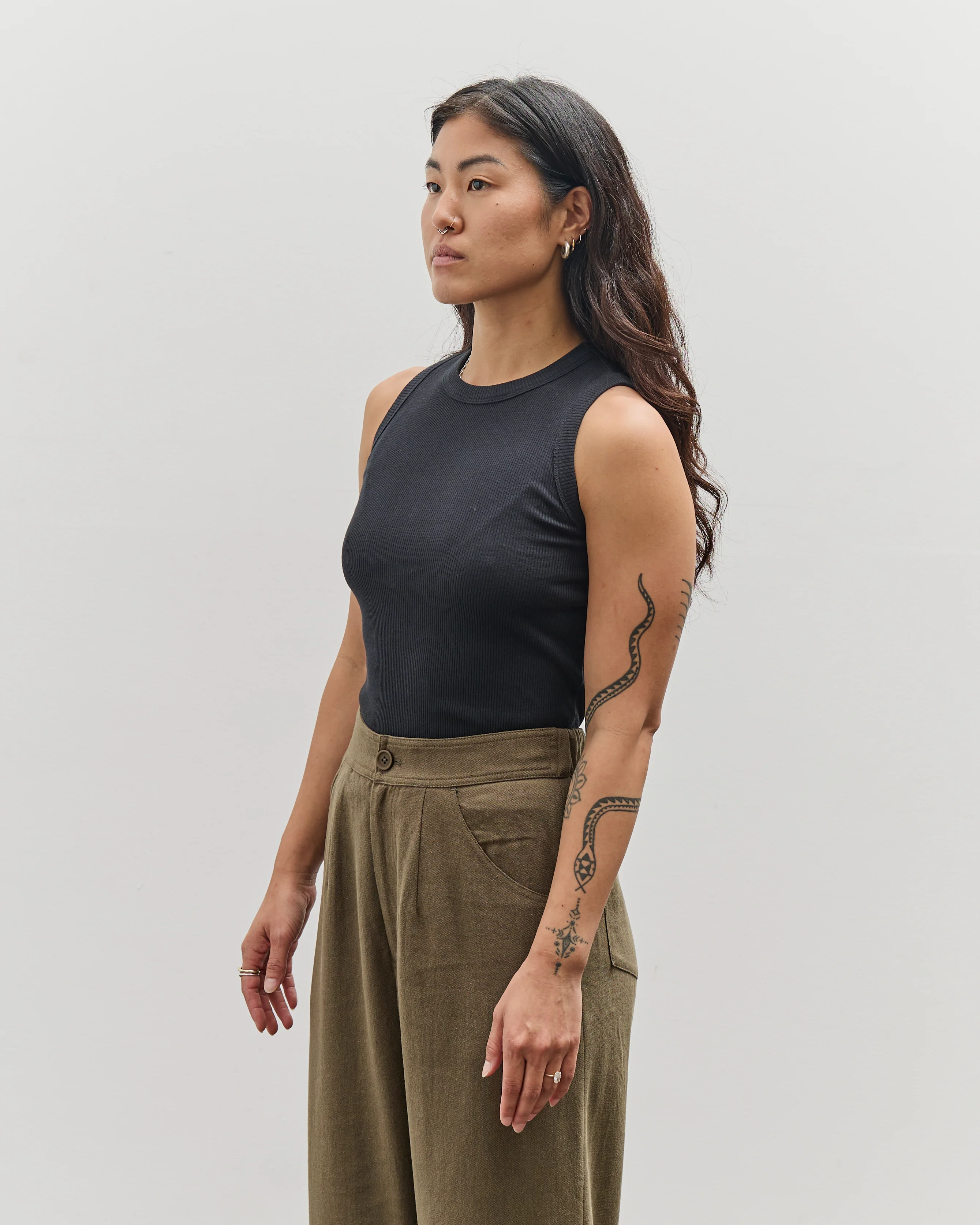 Merz b. Schwanen Ribbed Tanktop, Charcoal - Image 4