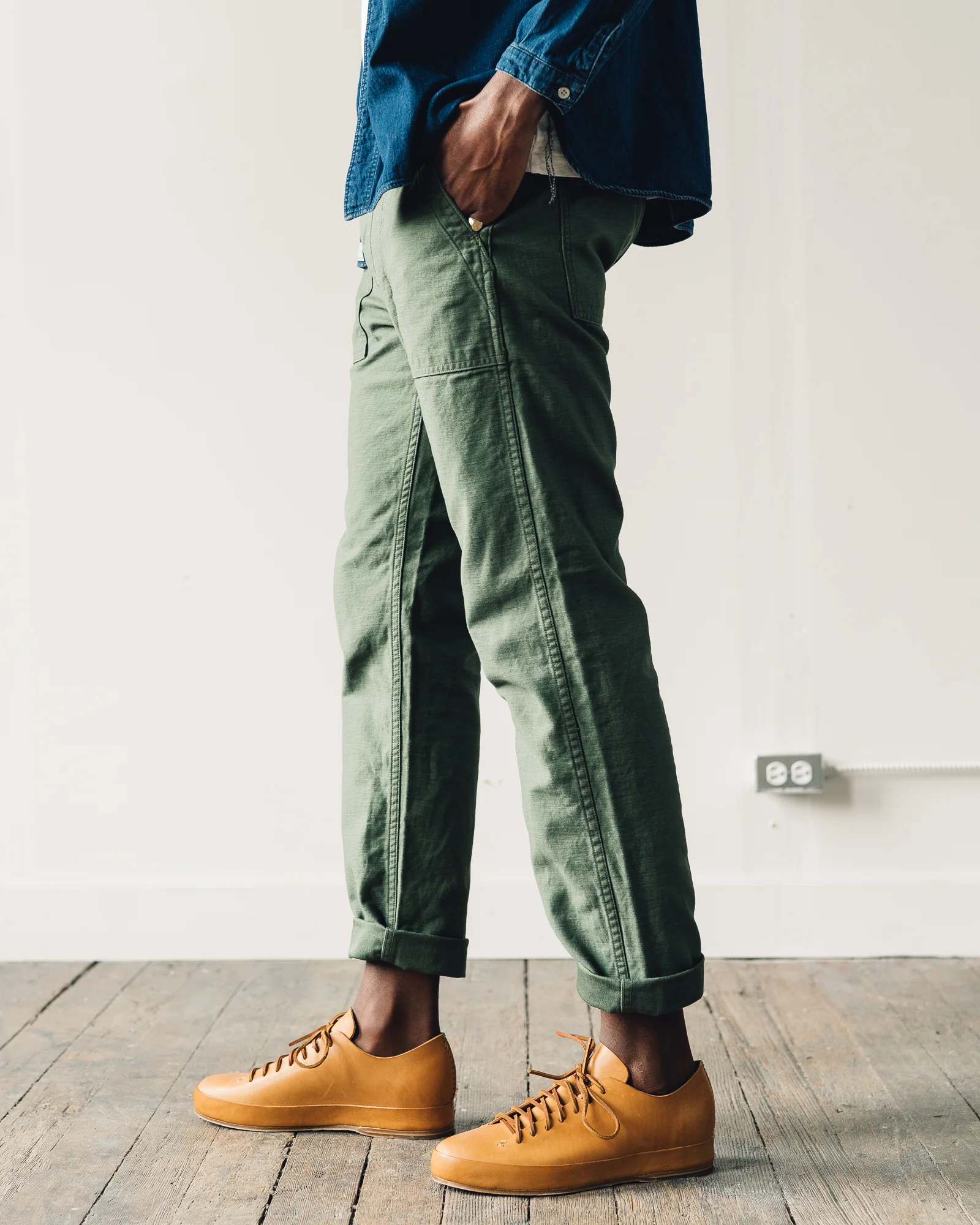 orSlow Slim Fit Fatigue Pant, Green - Image 3
