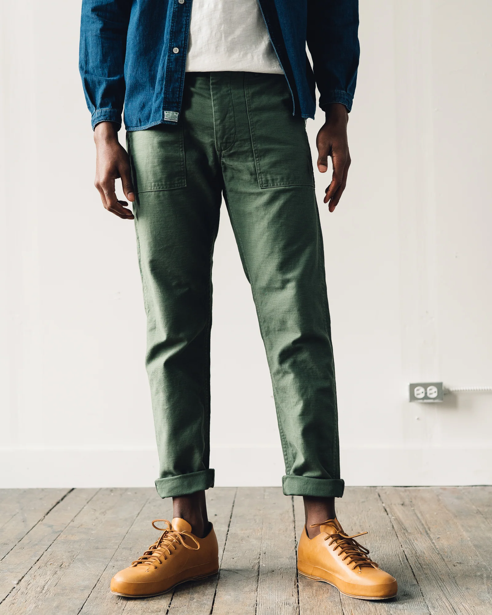 orSlow Slim Fit Fatigue Pant, Green - Image 4