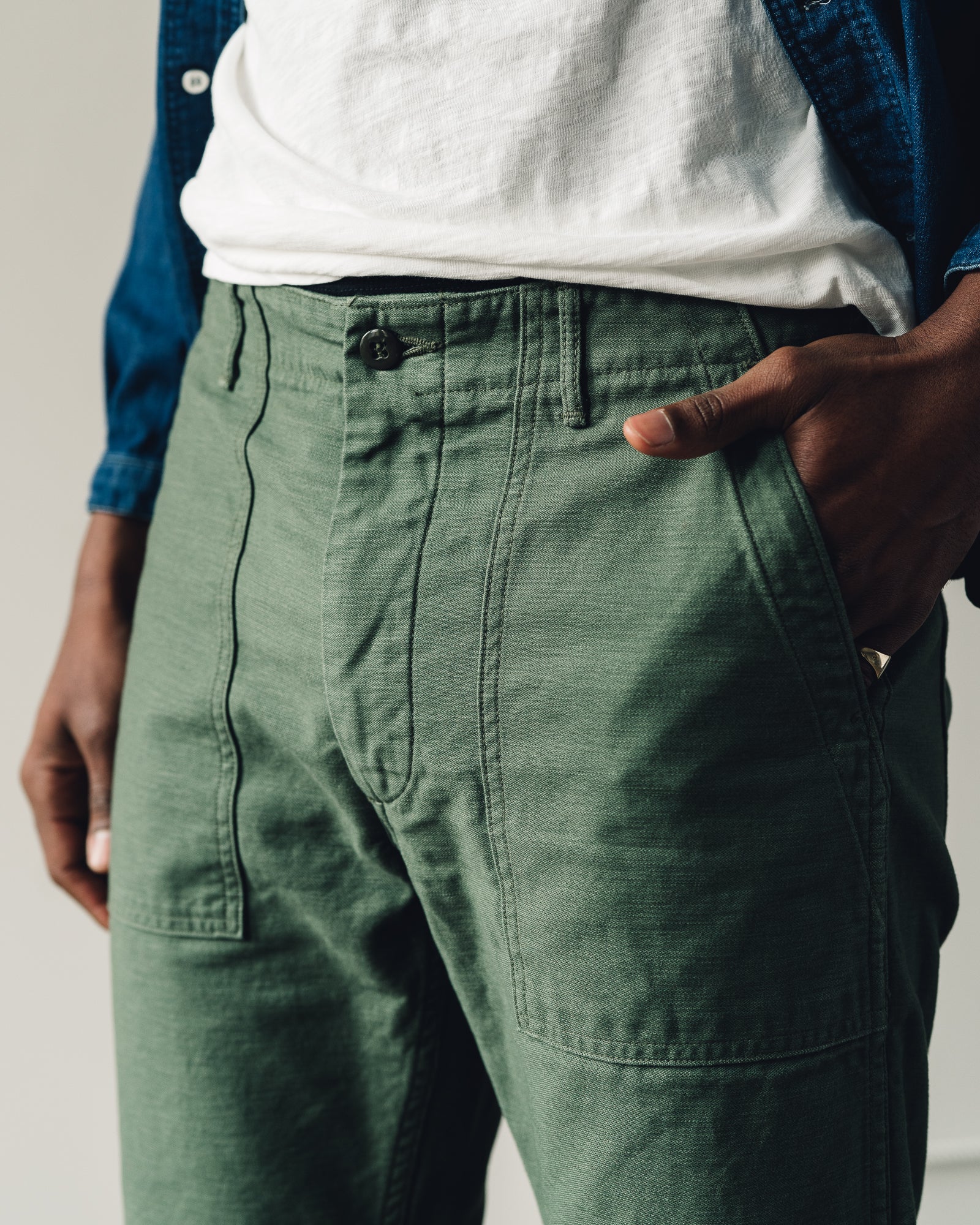 orSlow Slim Fit Fatigue Pant, Green - Image 6