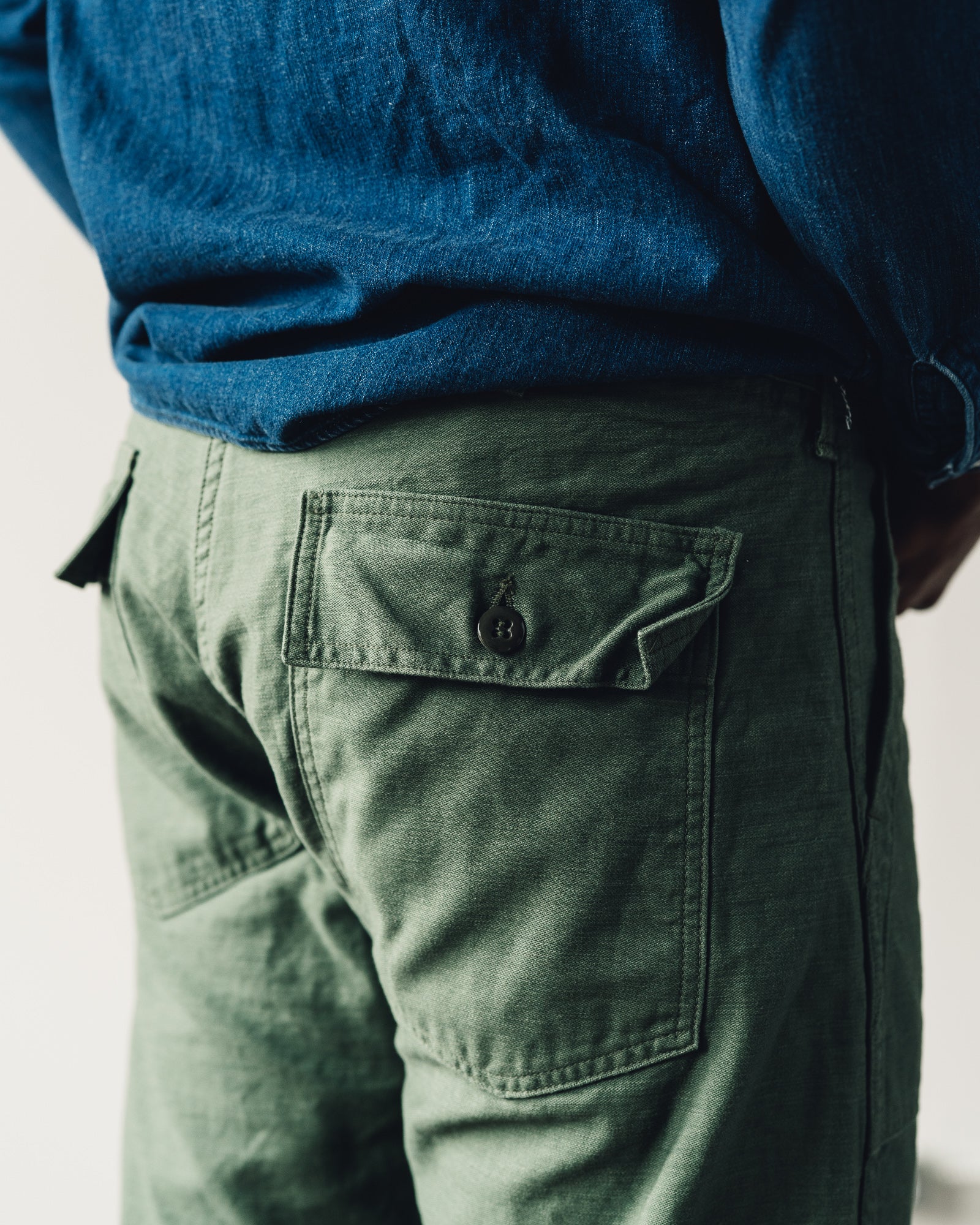 orSlow Slim Fit Fatigue Pant, Green - Image 7