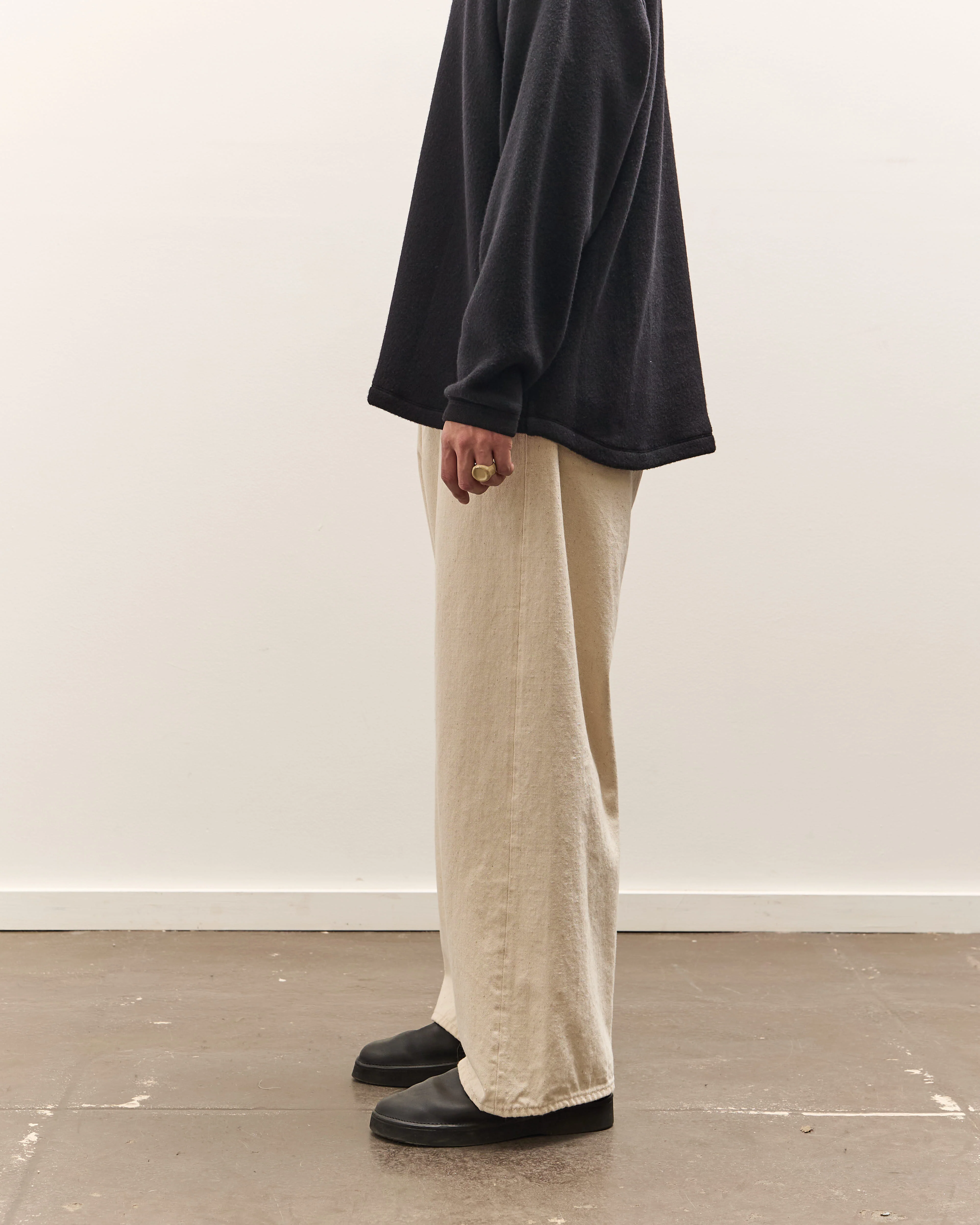 Yoko Sakamoto 5 Pocket Baggy Pants, Ecru - Image 5