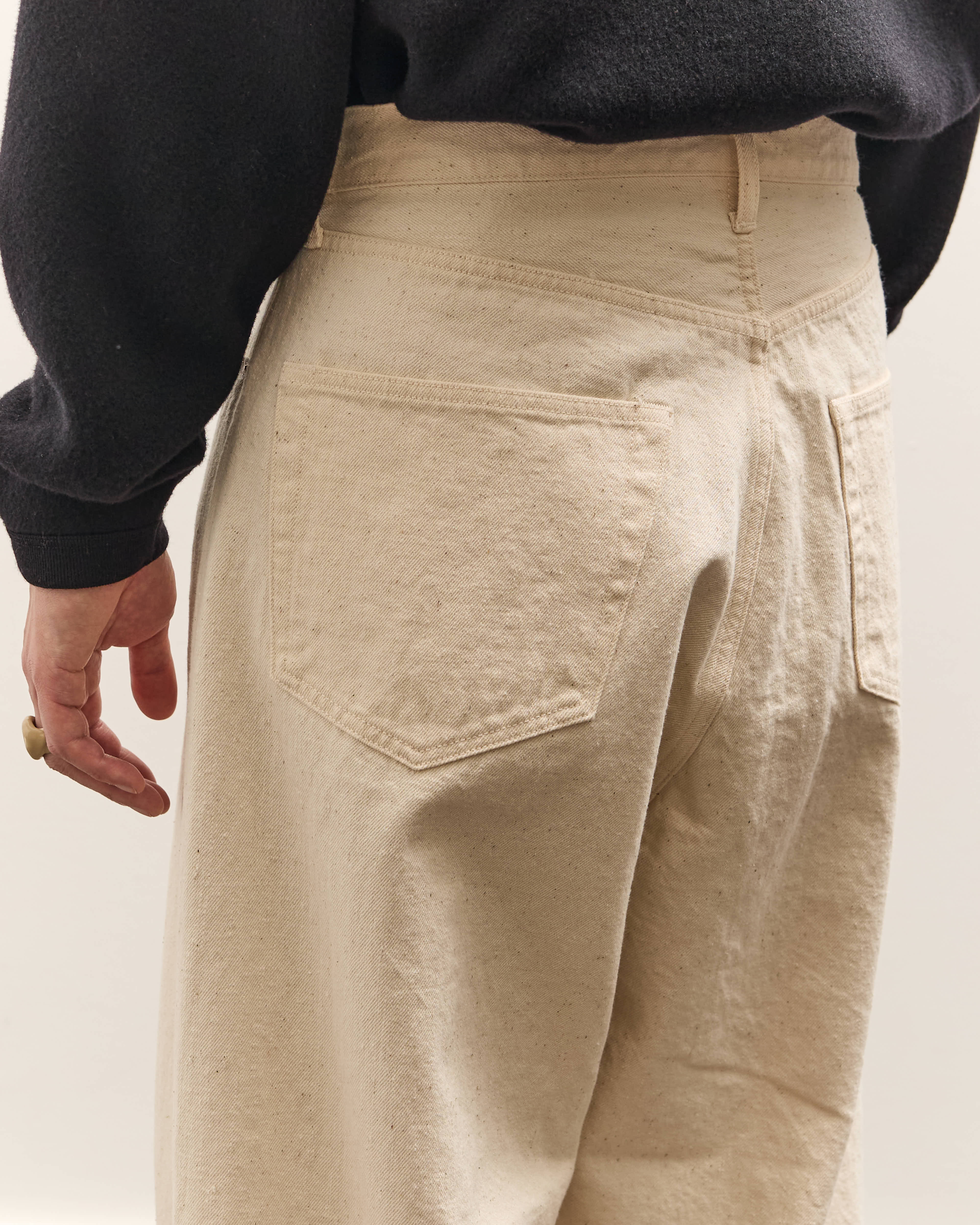 Yoko Sakamoto 5 Pocket Baggy Pants, Ecru - Image 8
